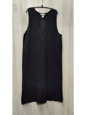 MOODS Black Linen Sleeveless Maxi dress, 2XL, Vintage, Boho Beachy Coastal